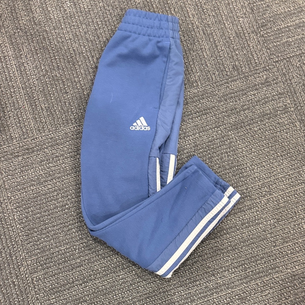 adidas Kids Blue Sweatpants with White Three-Stripes